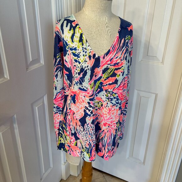 LILLY PULITZER ‘Liesel’ Indigo Sunken Treasure Linen...